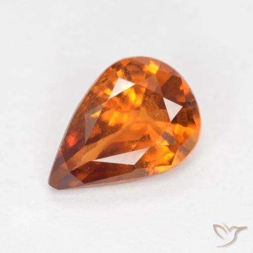 1.06ct Natural Laranja amarelado granada hessonita, Formato de pêra, VS-SI
