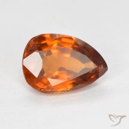 granada hessonita Laranja Profundo Natural 1.20ct, Formato de pêra, VS-SI