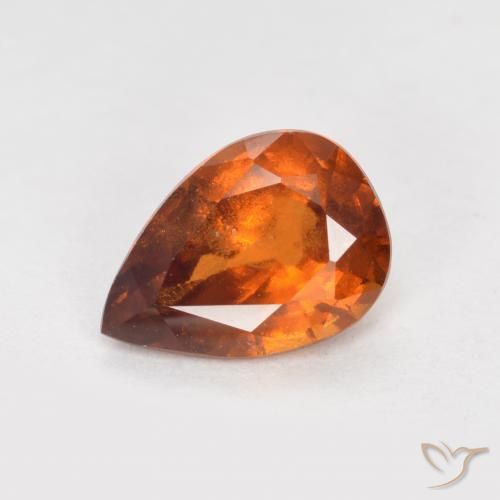 1.10ct Natural Laranja médio-escuro granada hessonita, Formato de pêra, VS-SI