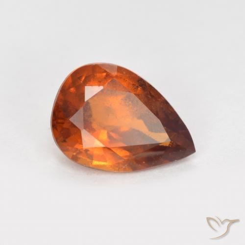 granada hessonita Laranja médio-escuro Natural 1.10ct, Formato de pêra, VS-SI