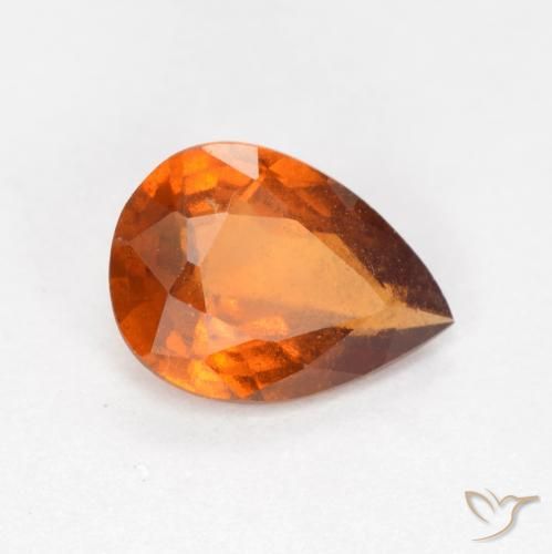 granada hessonita Laranja Profundo Natural 0.93ct, Formato de pêra, VS-SI