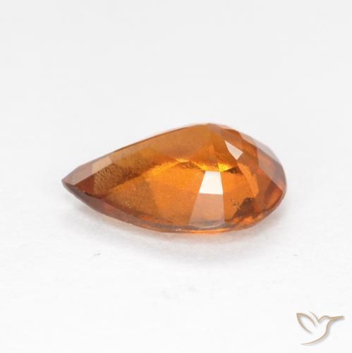 granada hessonita Laranja Profundo Natural 0.93ct, Formato de pêra, VS-SI