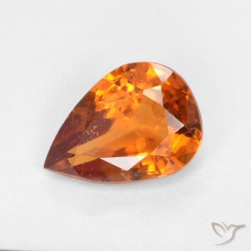 0.95ct Natural Laranja Profundo granada hessonita, Formato de pêra, VS-SI