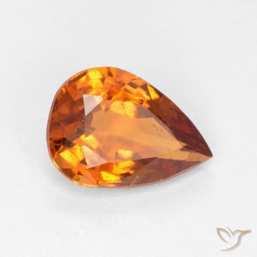 granada hessonita Laranja Profundo Natural 0.95ct, Formato de pêra, VS-SI