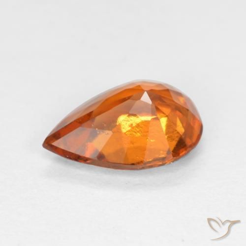 granada hessonita Laranja Profundo Natural 0.95ct, Formato de pêra, VS-SI