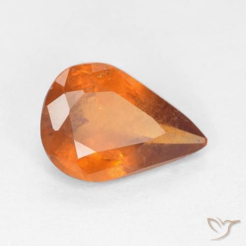 granada hessonita Laranja Profundo Natural 1.03ct, Formato de pêra, SI