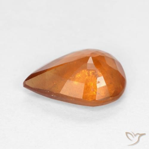 granada hessonita Laranja Profundo Natural 1.03ct, Formato de pêra, SI