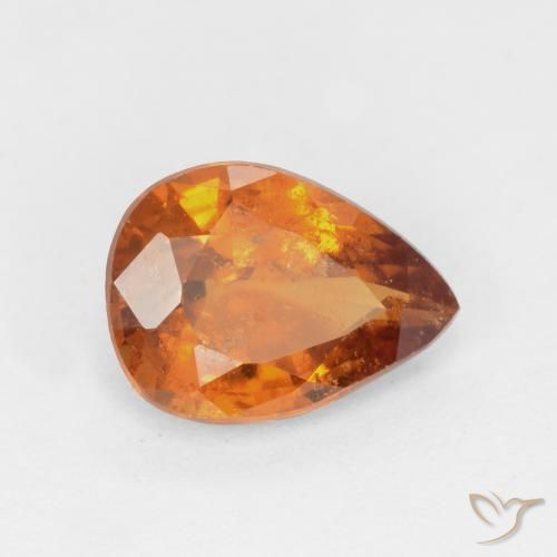 granada hessonita Laranja médio-escuro Natural 1.14ct, Formato de pêra, SI