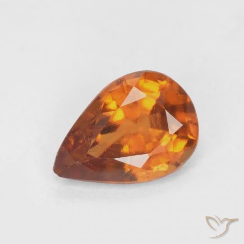 0.70ct Natural Laranja médio-escuro granada hessonita, Formato de pêra, VS
