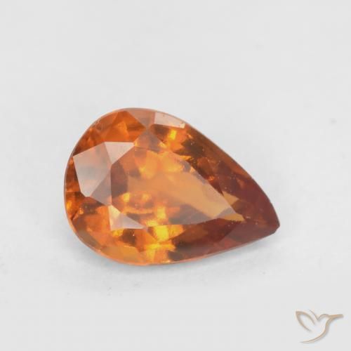 granada hessonita Laranja médio-escuro Natural 0.70ct, Formato de pêra, VS