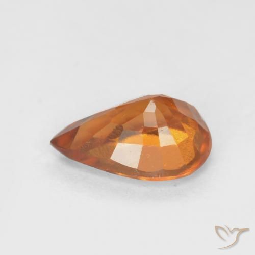 granada hessonita Laranja médio-escuro Natural 0.70ct, Formato de pêra, VS