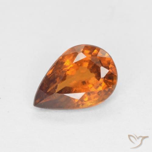 0.68ct Natural Laranja Profundo granada hessonita, Formato de pêra, VS