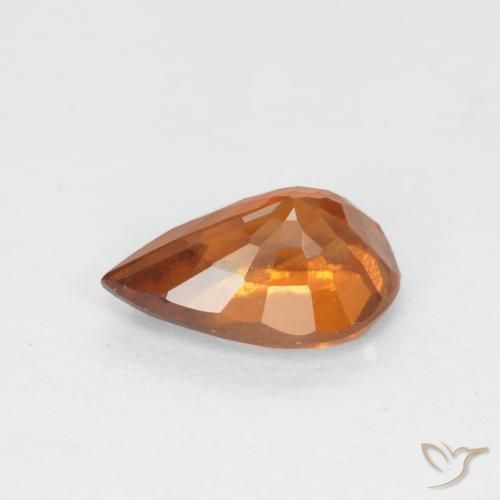 granada hessonita Laranja Profundo Natural 0.68ct, Formato de pêra, VS