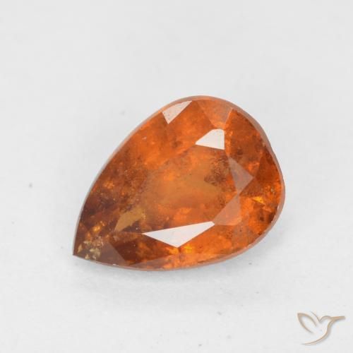 0.77ct Natural Laranja médio-escuro granada hessonita, Formato de pêra, SI