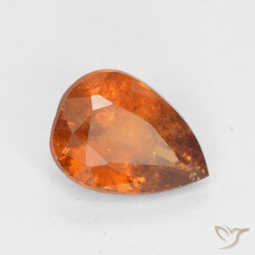 granada hessonita Laranja médio-escuro Natural 0.77ct, Formato de pêra, SI
