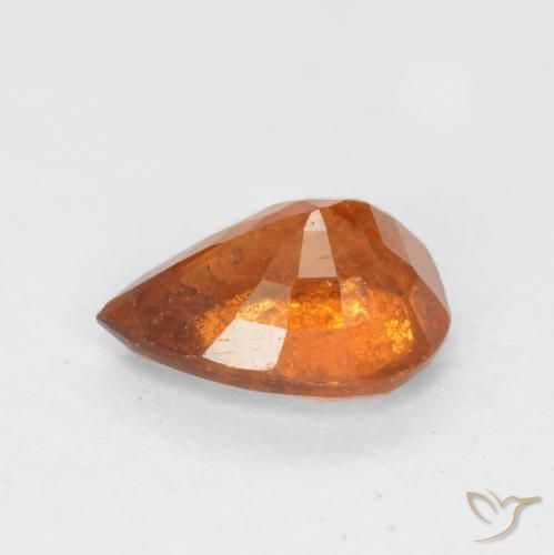 granada hessonita Laranja médio-escuro Natural 0.77ct, Formato de pêra, SI