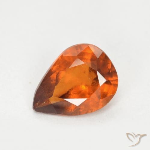 1.01ct Natural Laranja médio-escuro granada hessonita, Formato de pêra, VS-SI