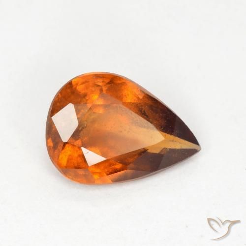 granada hessonita Laranja Profundo Natural 1.01ct, Formato de pêra, SI