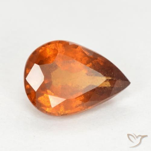 granada hessonita Laranja Médio Natural 1.20ct, Formato de pêra, SI