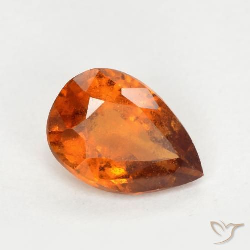 granada hessonita Laranja médio-escuro Natural 0.93ct, Formato de pêra, SI