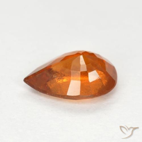 granada hessonita Laranja médio-escuro Natural 0.93ct, Formato de pêra, SI