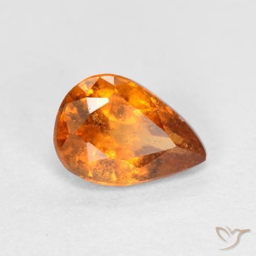 granada hessonita Laranja brilhante Natural 0.71ct, Formato de pêra, SI