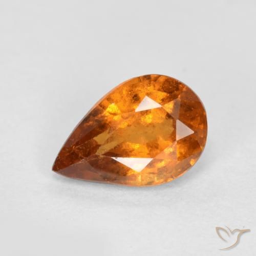 0.72ct Natural Laranja médio-escuro granada hessonita, Formato de pêra, SI
