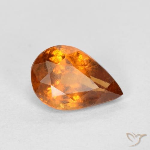granada hessonita Laranja médio-escuro Natural 0.72ct, Formato de pêra, SI