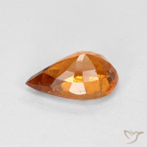 granada hessonita Laranja médio-escuro Natural 0.72ct, Formato de pêra, SI