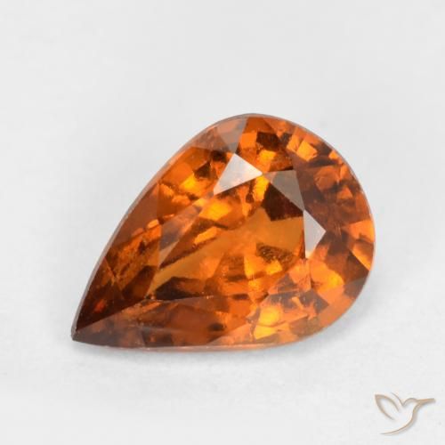 Granada hessonita laranja natural 1,15ct, formato de pêra, SI