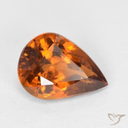 Granada hessonita laranja natural 1,15ct, formato de pêra, SI