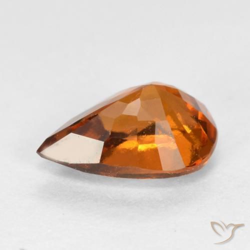 Granada hessonita laranja natural 1,15ct, formato de pêra, SI