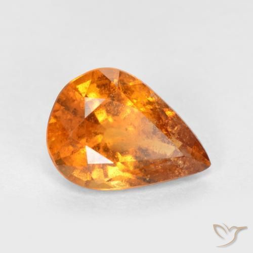 granada hessonita Laranja brilhante Natural 1.11ct, Formato de pêra, SI
