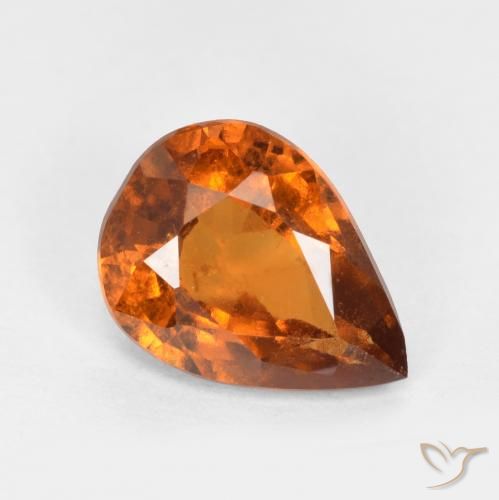 1.22ct Natural Laranja médio-escuro granada hessonita, Formato de pêra, SI