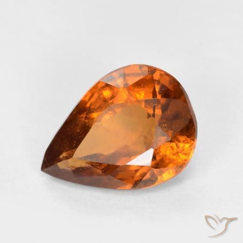 granada hessonita Laranja médio-escuro Natural 1.22ct, Formato de pêra, SI