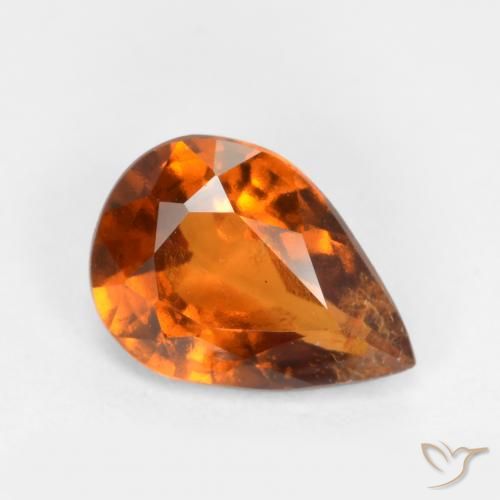 Granada hessonita laranja natural 1,11ct, formato de pêra, SI