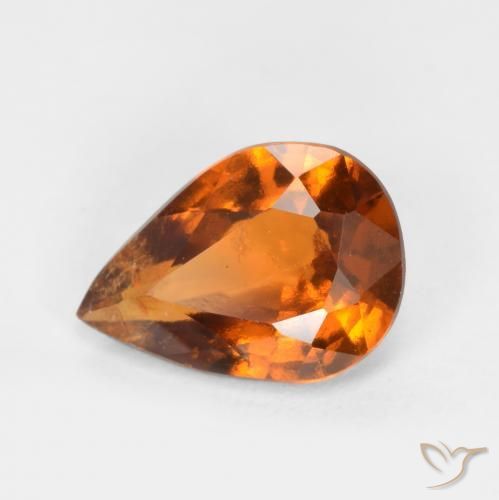 Granada hessonita laranja natural 1,11ct, formato de pêra, SI