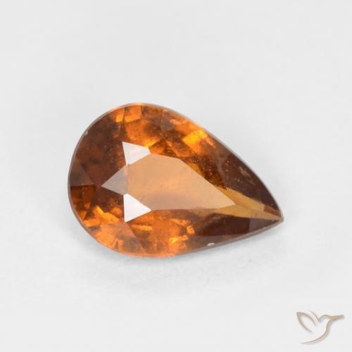 granada hessonita Laranja Profundo Natural 0.70ct, Formato de pêra, SI