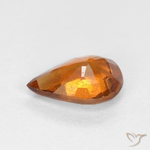 granada hessonita Laranja Profundo Natural 0.70ct, Formato de pêra, SI