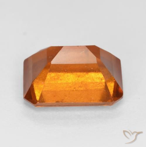 Granada hessonita laranja profundo natural 2,48ct, corte esmeralda, SI