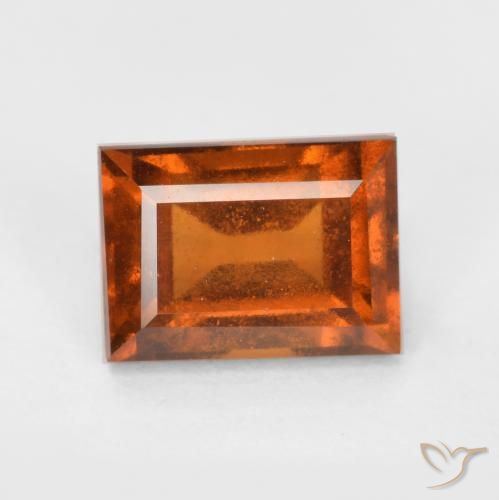 1.28ct Natural Laranja médio-escuro granada hessonita, baguete, VS