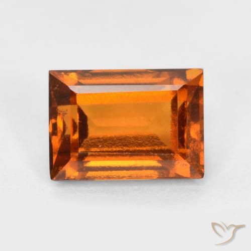 1.34ct Natural Laranja médio-escuro granada hessonita, baguete, VS