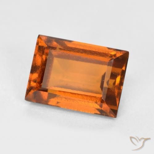 granada hessonita Laranja médio-escuro Natural 1.34ct, baguete, VS