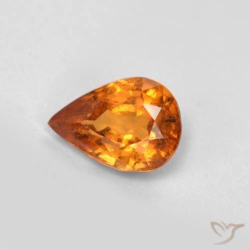 0.69ct Natural Laranja médio-escuro granada hessonita, Formato de pêra, VS-SI