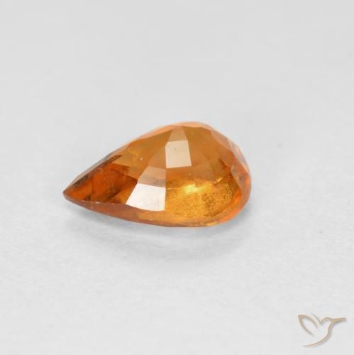 granada hessonita Laranja médio-escuro Natural 0.69ct, Formato de pêra, VS-SI