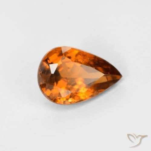 granada hessonita Laranja médio-escuro Natural 0.78ct, Formato de pêra, VS-SI