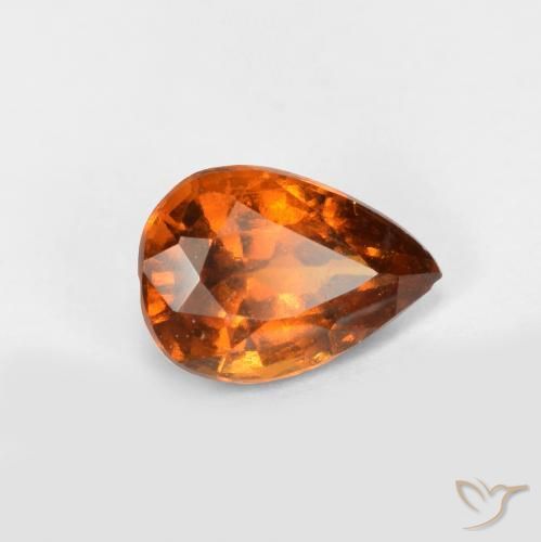 0.82ct Natural Laranja médio-escuro granada hessonita, Formato de pêra, VS-SI