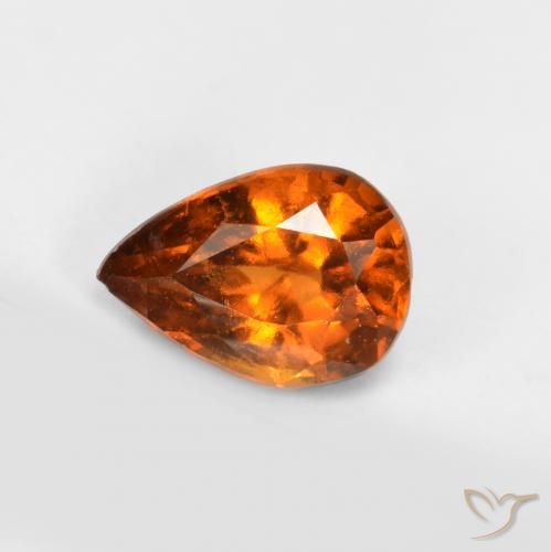 granada hessonita Laranja médio-escuro Natural 0.82ct, Formato de pêra, VS-SI