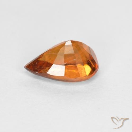granada hessonita Laranja médio-escuro Natural 0.82ct, Formato de pêra, VS-SI