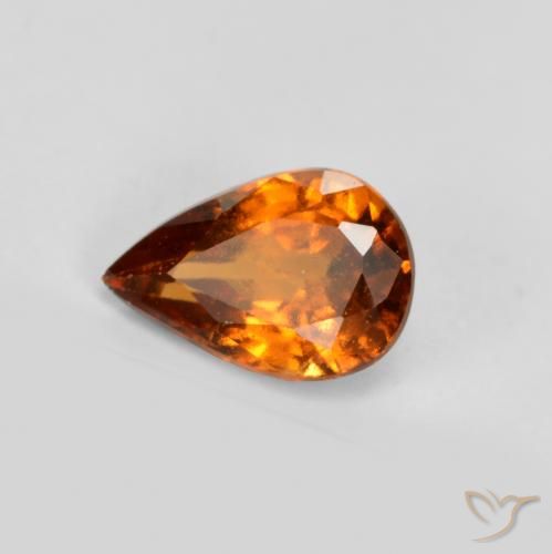 0.74ct Natural Laranja Profundo granada hessonita, Formato de pêra, VS-SI